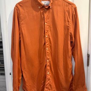 Wax London Men's Rust Orange Button-Down Shirt Size Medium